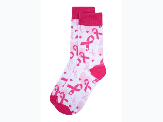 Parquet All Over Pink Ribbon Fun Crew Socks for Women - Single Pair