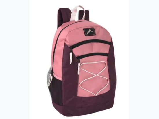 High Trails 18 Inch Multi Pocket Bungee Backpack - Mauve/Plum