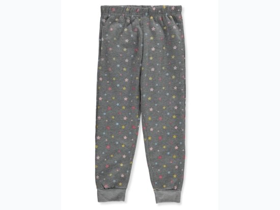 Girl's Real Love Colorful Stars Print Fleece Joggers in Grey