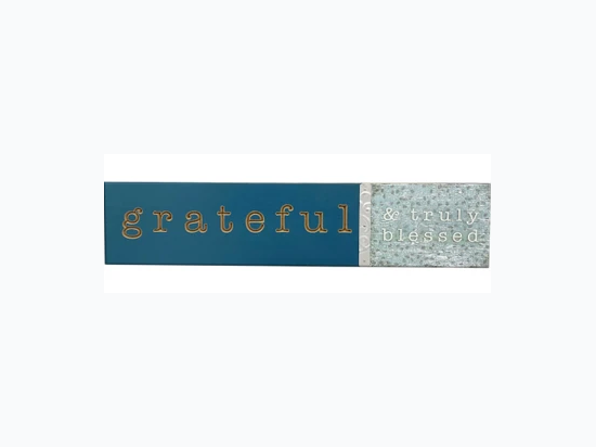 Horizontal Grateful & Truly Blessed Wood Sign