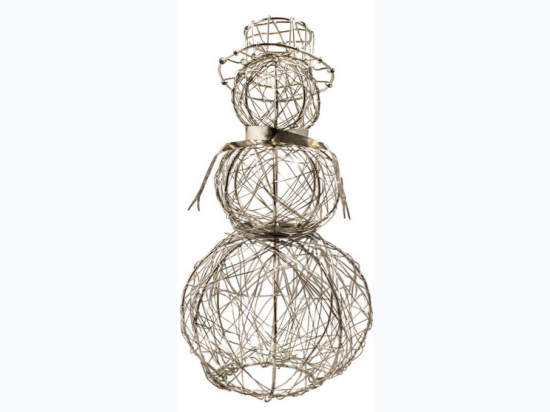 Silver Wrapped Wire Snowman - Large