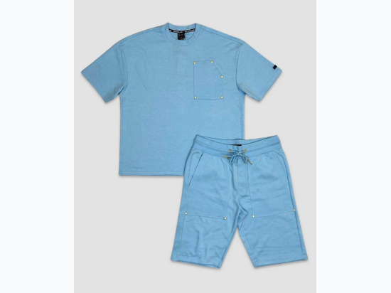 Men's Oversized Pocket Tee & Shorts Set - 3 Color Options