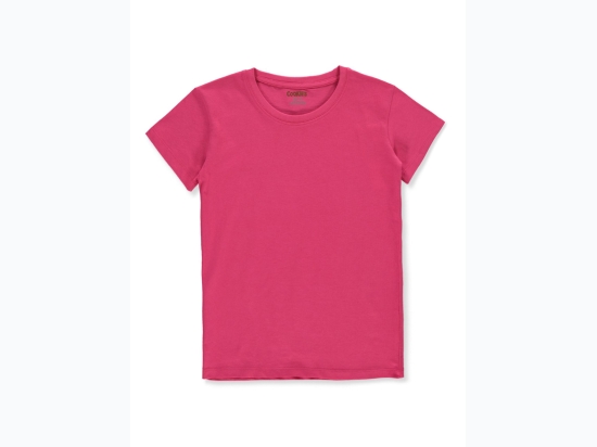 Girl's Cookie Brand Solid Crew Neck T-Shirt in Raspberry