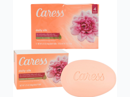 4 Pack Caress Daily Silk Soap 3.75oz - White Peach & Orange Blossom
