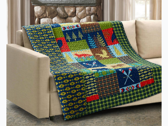 Virah Bella® Collection - Primitive Quilted Throw - Lake And Lodge
