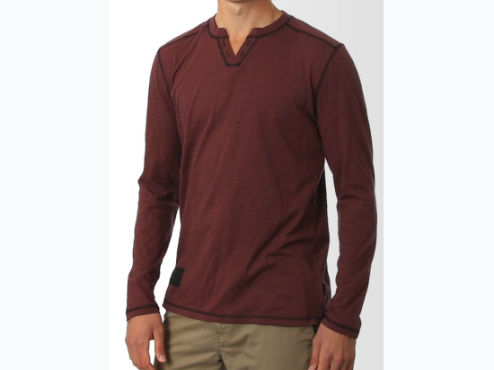 Men's Long Sleeve Notch V-Neck Henley Shirt  - 3 Color Options