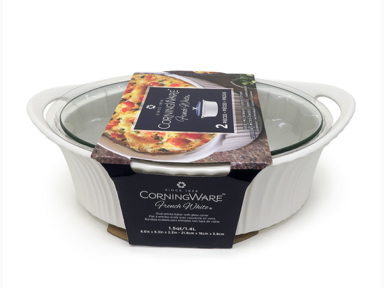 CorningWare® 1.5Qt Covered Oval Casserole - French White