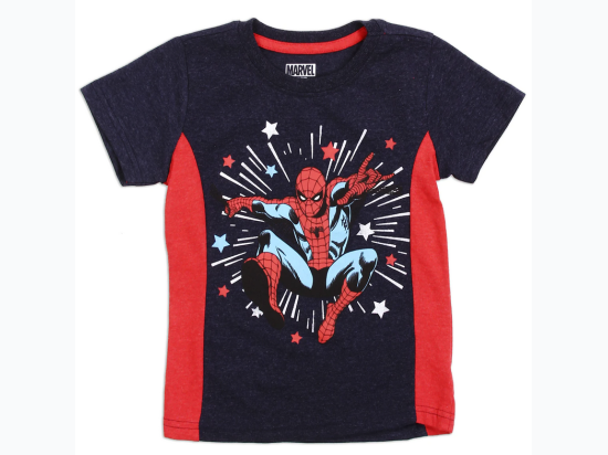 Boy's Spider-Man Stars Colorblock T-Shirt in Red & Navy