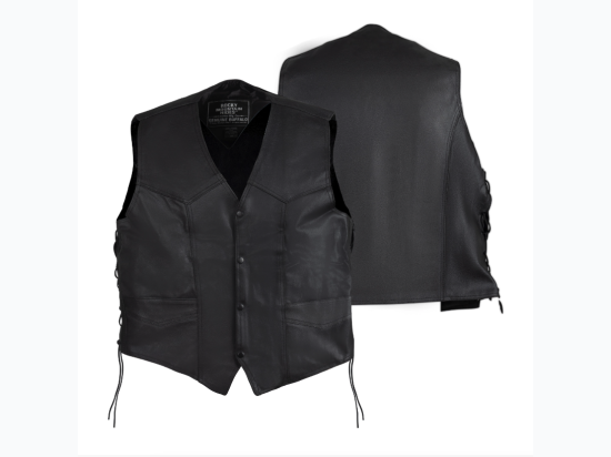 Rocky Mountain Hides™ Solid Genuine Buffalo Leather Vest With Conceal Carry Gun Pockets