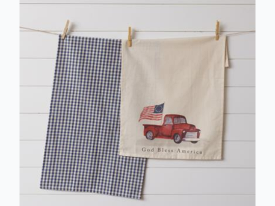 Tea Towel - 2 Piece Set - God Bless America Truck