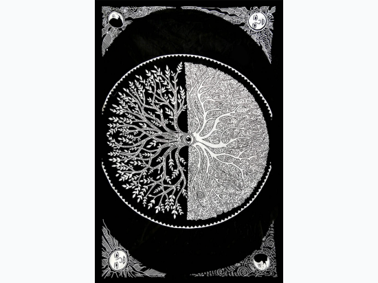 Tree Of Life Evil Eye Sun Moon Tapestry - 7 x 4.5 ft