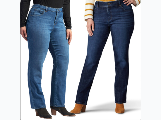 Women's Plus Straight Leg Mid-Rise Relaxed Fit Jeans - Regular Length