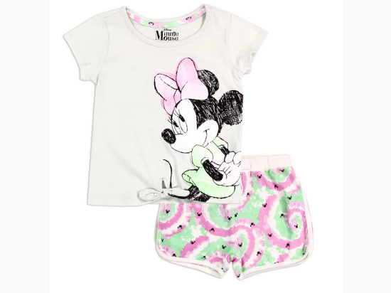 Toddler Girl Minnie Mouse Knot Hem Tee & Swirl Tie Dye Short Set