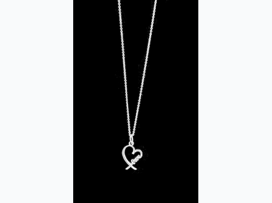 Sterling Silver Heart Love Script Necklace - 16" L