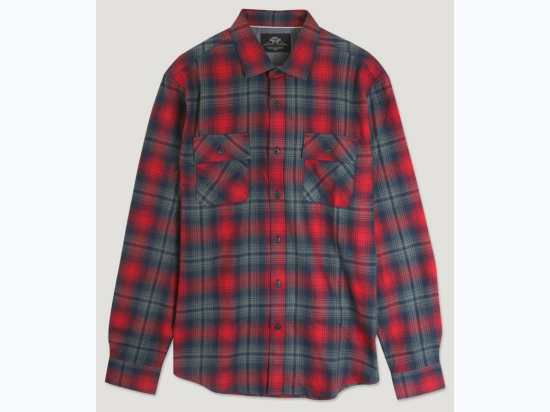 Men's Red & Grey Two Tone Plaid Flannel Shirt