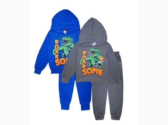 Toddler Boy S1OPE T-REX "Roarsome" Hooded Pull Over Jogset Jogset - BLUE - SIZE 2T