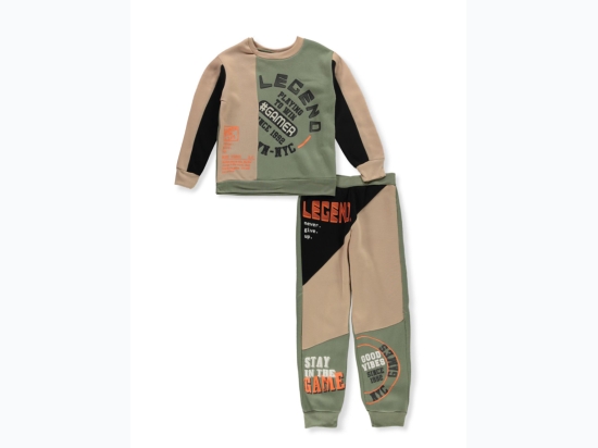 Boy's Colorblock Legend Gamer Jogger Set in Stone/Green - SIZE 4