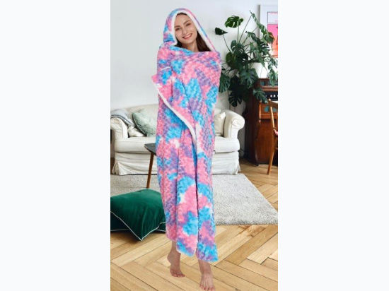 Virah Bella® Collection Flannel Sherpa Hooded Throw - Cotton Candy