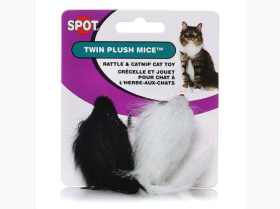 Spot Twin Plush Mice Rattle & Catnip Toy - 2pk