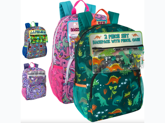 17 Inch Printed Backpack With Pencil Case - 4 Options