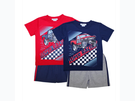 Infant Boy Super Racing Screen Print Tee & Athletic Shorts Set - NAVY - 12 Months