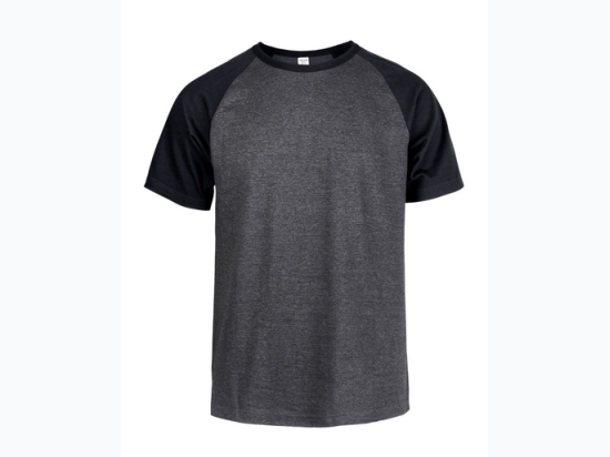 Men's Short Sleeve Raglan Baseball T-Shirt in Black/Charcoal