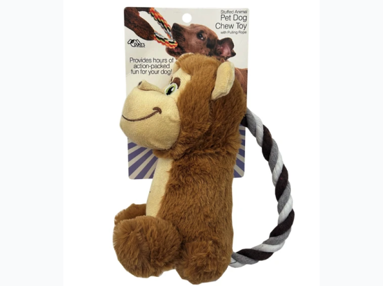 9" Stuffed Animal Pet Dog Chew Toy with Pulling Rope - 3 Options