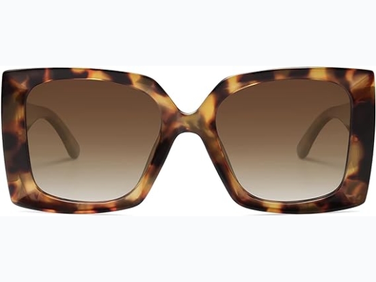 Ladies Oversize Square Scratch & Impact Resistant Sunglasses in Brown Tortoise