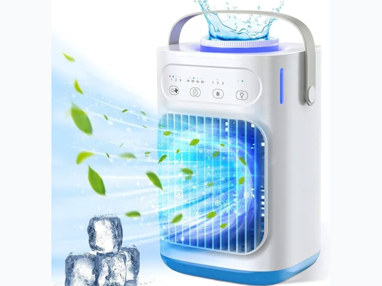 Portable Cooling Air Fan – 3 Speeds – 7 Colors LED Light – Timer