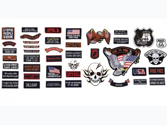 Live To Ride® 42pc Embroidered Motorcycle Patch Set