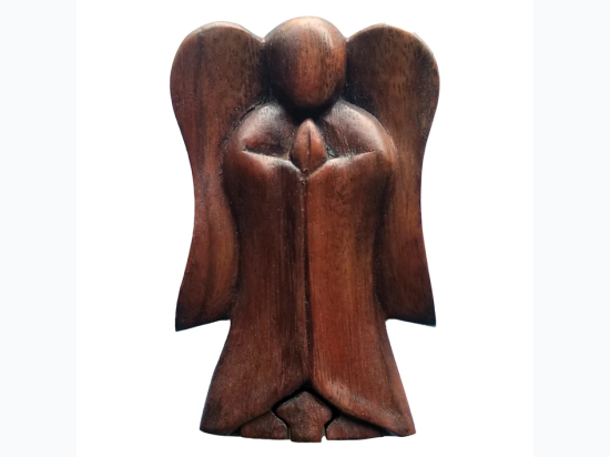 Carved Wooden Angel Puzzle Box - 4.5" x 2.5"