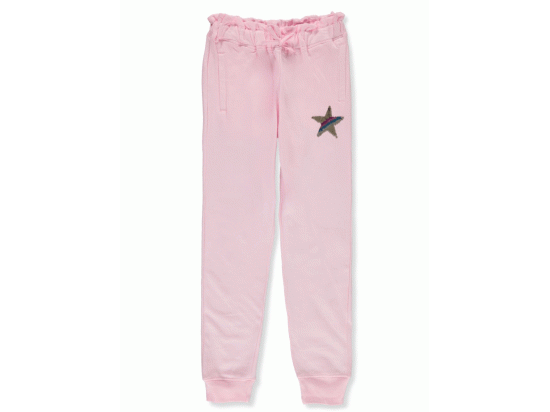 Girl's Sequin Star Fleece Joggers in Pink