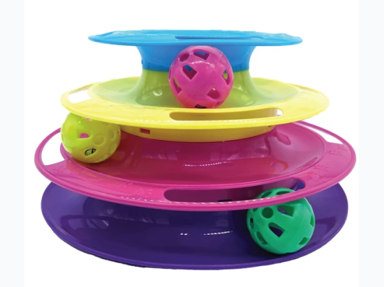 Triple Level Cat Toy Tower with Jingle Balls