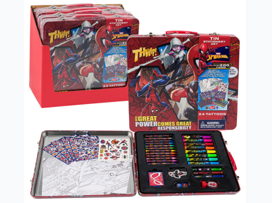 Spiderman 200pc Stationery Set in Tin Carry Case