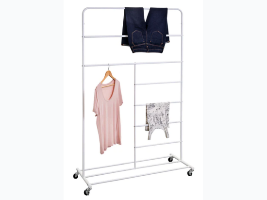 Rolling Multi-Section T-Bar Clothes Drying Rack