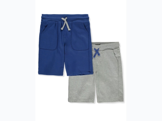 Boy's Twin Pack French Terry Shorts in Blue & Grey