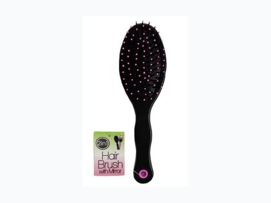 Cushioned Hair Brush with Mirror