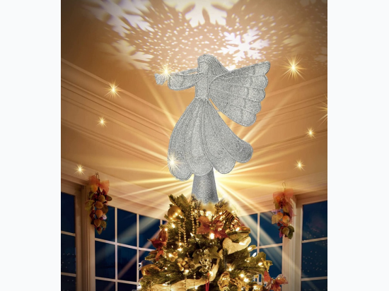 10.8" Angel Christmas Tree Topper with 3D LED Rotating Projector - 2 Colors Available