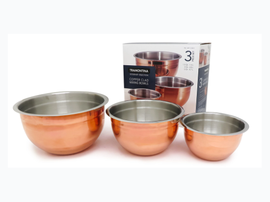 3 Piece Copper Clad Mixing Bowls