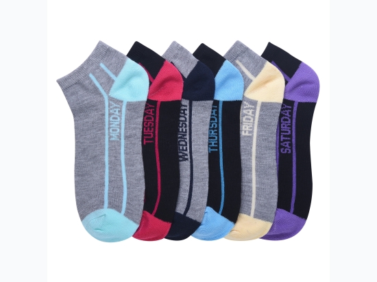 Girl's 6pk Multi Color Day of the Week Socks - 2 Size Options