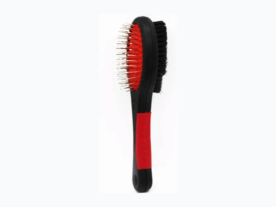 Double-Sided Pet Grooming Brush with Handle Grip