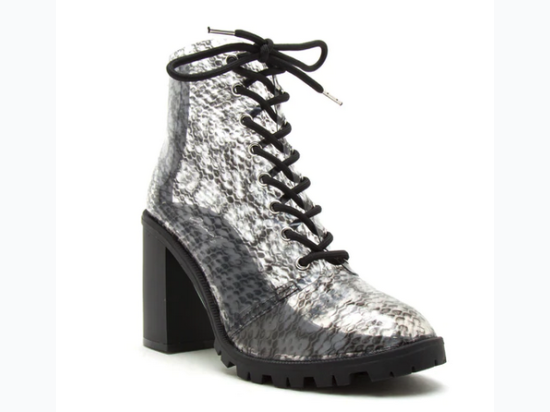 Women's Lace Snake Print Mid-Calf Boot