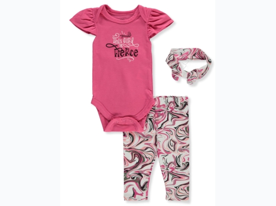 Newborn Girl Marbles Pink Swirl Fierce Legging Set w/ Headband