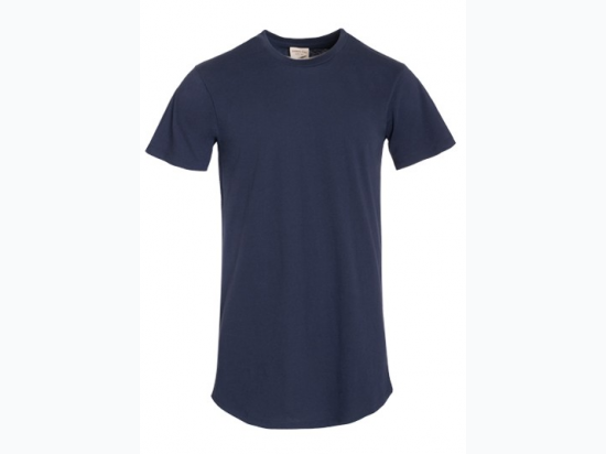Men's Curve Hem Premium Cotton Crew Neck T-shirt in Navy