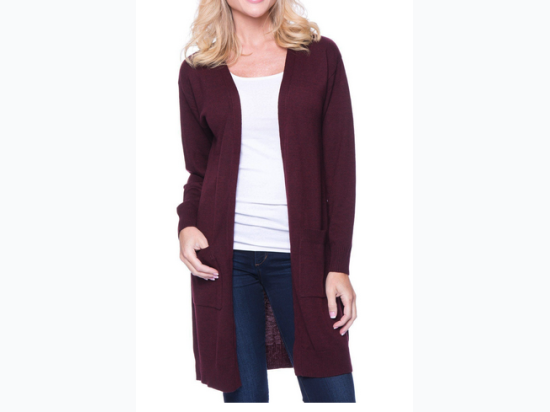 Women's Box-Packaged Tocco Reale Wool Blend Long Open Cardigan -4 Color Options