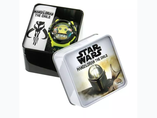 LCD Date & Time Watch in Tin Case - The Mandalorian Baby Yoda