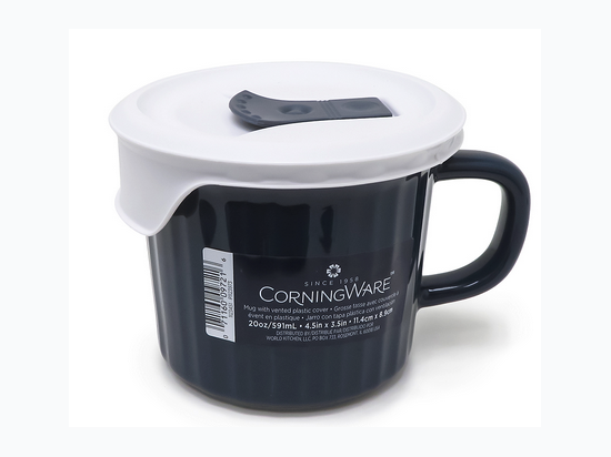 CorningWare 20oz Stoneware Mug With Plastic Lid
