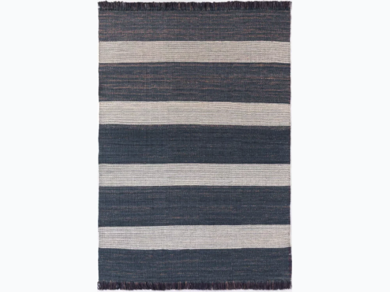 7'x10' Blue Highland Hand Woven Striped Jute/Wool Area Rug - Blue