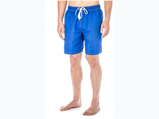 Men's Premium Soft Micro Peach Finish Swim Trunks in Blue - SIZE M