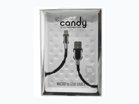 Electric Candy 3 Foot Micro USB Cable in Black